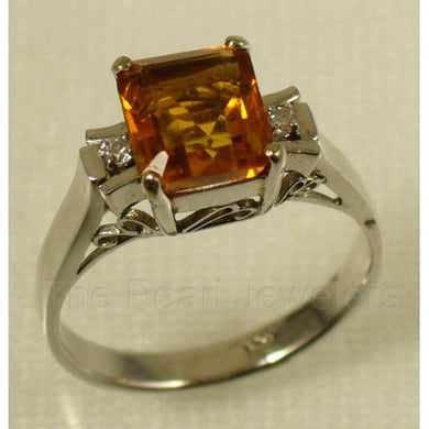 18K White Gold Baguette Citrine & Diamond Ring