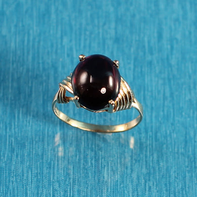 14K Yellow Gold Cabochon Garnet Ring