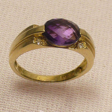 Load image into Gallery viewer, 3300132-14k-Yellow-Solid-Gold-Oval-Genuine-Amethyst-Solitaire-Ring
