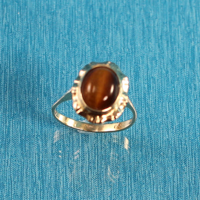 14K Yellow Gold Tiger’s Eye Solitaire Ring