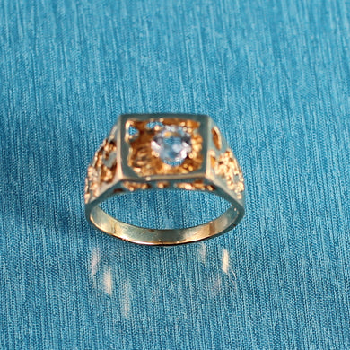 14K Yellow Gold Aquamarine Solitaire Ring