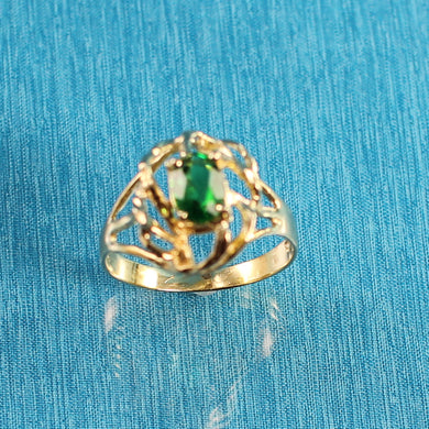 14K Yellow Gold Lab-created Emerald Solitaire Ring