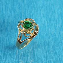 Load image into Gallery viewer, 3300203-14K-Solid-Yellow-Gold-Emerald-Solitaire-Ring