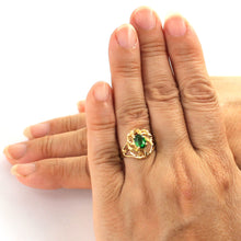 Load image into Gallery viewer, 3300203-14K-Solid-Yellow-Gold-Emerald-Solitaire-Ring