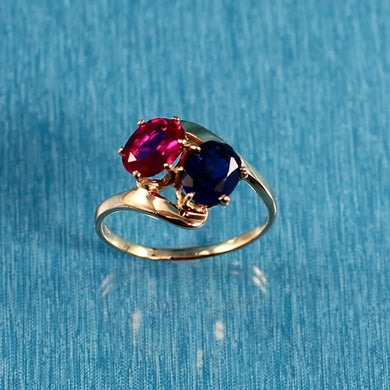 14K Yellow Gold Lab-created Ruby & Sapphire Cocktail Ring