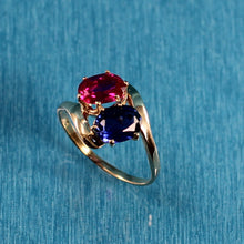 Load image into Gallery viewer, 3300211-14K-Solid-Yellow-Gold-Ruby-Sapphire-Cocktail-Ring