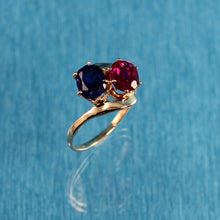 Load image into Gallery viewer, 3300211-14K-Solid-Yellow-Gold-Ruby-Sapphire-Cocktail-Ring
