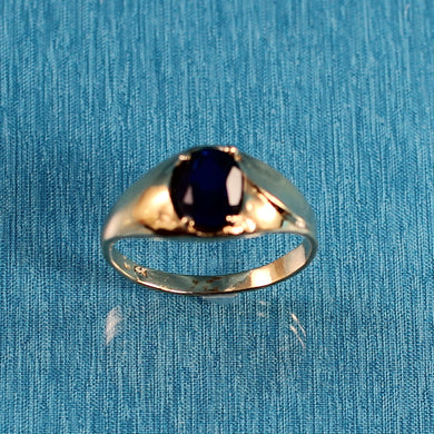 14K Yellow Gold Lab-created Sapphire Solitaire Ring