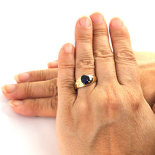 Load image into Gallery viewer, 3300221-14K-Solid-Yellow-Gold-Sapphire-Solitaire-Ring