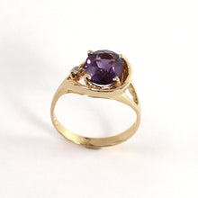 Load image into Gallery viewer, 3300243-Genuine-Amethyst-Diamond-14k-Yellow-Gold-Ring