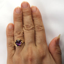 Load image into Gallery viewer, 3300243-Genuine-Amethyst-Diamond-14k-Yellow-Gold-Ring