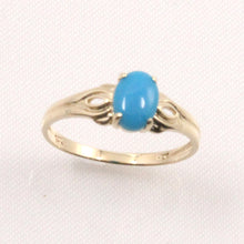 Load image into Gallery viewer, 3300413-14k-Yellow-Gold-Cabochon-Oval-Turquoise-Solitaire-Ring