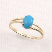 Load image into Gallery viewer, 3300423-14k-Yellow-Gold-Cabochon-Oval-Turquoise-Solitaire-Ring