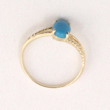 Load image into Gallery viewer, 3300423-14k-Yellow-Gold-Cabochon-Oval-Turquoise-Solitaire-Ring
