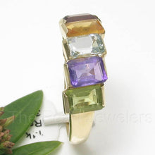 Load image into Gallery viewer, 3300463-14k-Solid-Yellow-Gold-Genuine-Baguette-Gemstone-Rainbow-Cocktail-Ring