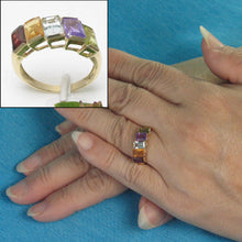 Load image into Gallery viewer, 3300463-14k-Solid-Yellow-Gold-Genuine-Baguette-Gemstone-Rainbow-Cocktail-Ring