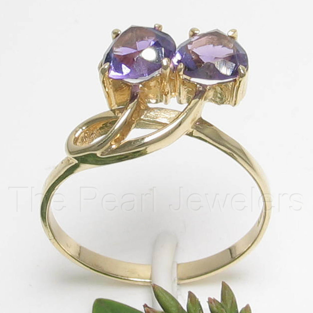 14K Yellow Gold Heart-Shape Amethyst Cocktail Ring