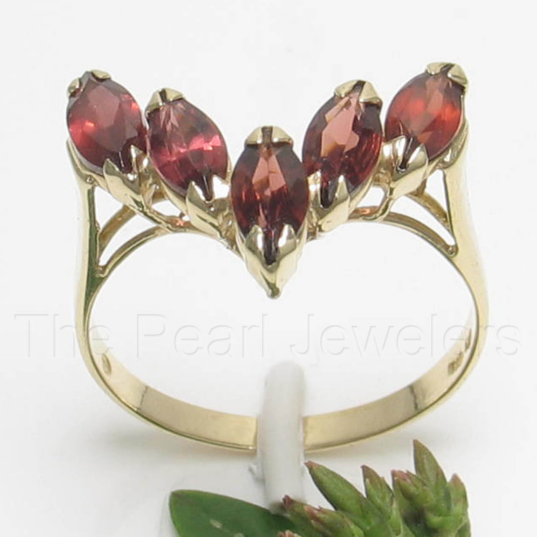 14K Yellow Gold Marquise Garnet Cocktail Ring