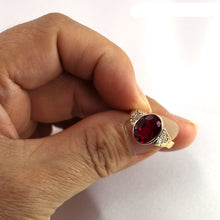 Load image into Gallery viewer, 3300493-Synthetic-Ruby-Genuine-Diamond-14k-Yellow-Gold-Ring
