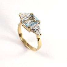 Load image into Gallery viewer, 3300502-Cubic-Zirconia-Blue-Topaz-14k-Yellow-Gold-Ring