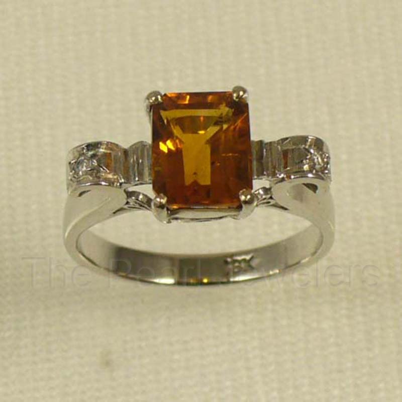 18K White Gold Citrine & Diamond Ring