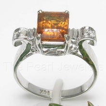 Load image into Gallery viewer, 3300539-18k-Solid-White-Gold-Genuine-Diamond-Baguette-Citrine-Ring