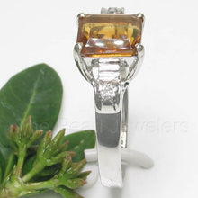 Load image into Gallery viewer, 3300539-18k-Solid-White-Gold-Genuine-Diamond-Baguette-Citrine-Ring