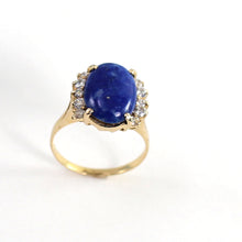 Load image into Gallery viewer, 3300541-Real-Lapis-Cubic-Zirconia-14k-Solid-Yellow-Gold-Ring