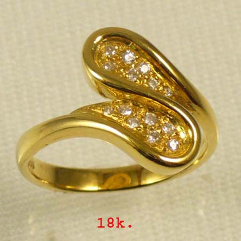 18K Yellow Gold Genuine Diamond Cocktail Ring
