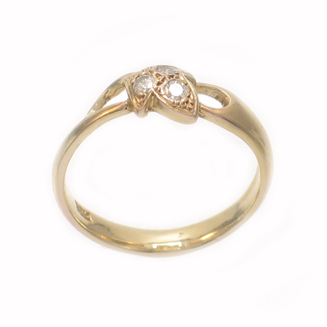 18K Solid Yellow Gold Round Brilliant Diamond Cocktail Ring