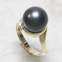 Load image into Gallery viewer, 3T00001-Genuine-Black-Tahitian-Pearl-14k-Solid-Yellow-Gold-Solitaire-Ring