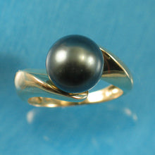 Load image into Gallery viewer, 3T00021-Genuine-Natural-Black-Tahitian-Pearl-14kt-Solid-Yellow-Gold-Ring