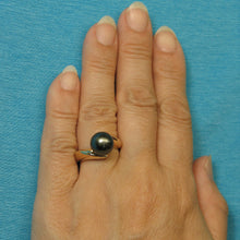 Load image into Gallery viewer, 3T00021-Genuine-Natural-Black-Tahitian-Pearl-14kt-Solid-Yellow-Gold-Ring