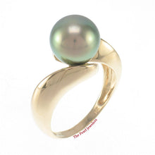 Load image into Gallery viewer, 3T00022-14kt-Solid-Yellow-Gold-Green-Tone-Genuine-Tahitian-Pearl-Solitaire-Ring