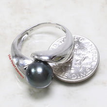 Load image into Gallery viewer, 3T00026B-Genuine-Black-Tahitian-Pearl-14kt-White-Solid-Gold-Solitaire-Ring