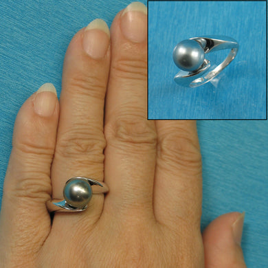 3T00027-Genuine-Silver-Tone-Tahitian-Pearl-14kt-White-Solid-Gold-Solitaire-Ring