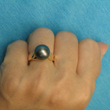 Load image into Gallery viewer, 3T00031-14kt-Solid-Yellow-Gold-Genuine-Natural-Black-Tahitian-Pearl-Solitaire-Ring