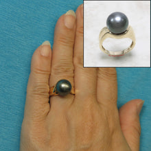 Load image into Gallery viewer, 3T00031-14kt-Solid-Yellow-Gold-Genuine-Natural-Black-Tahitian-Pearl-Solitaire-Ring