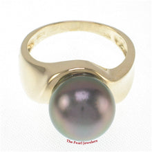 Load image into Gallery viewer, 3T00031B-Genuine-Natural-Black-Tahitian-Pearl-14kt-Solid-Yellow-Gold-Solitaire-Ring