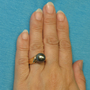 3T00031E-14kt-Solid-Yellow-Gold-Genuine-Natural-Black-Tahitian-Pearl-Ring