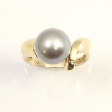 Load image into Gallery viewer, 3T00062-14Kt-Yellow-Gold-Genuine-Natural-Light-Cyan-Pearl-Sculpture-Pearl-Ring