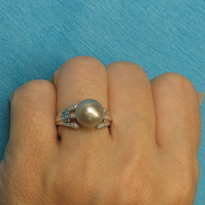 3T00098-Genuine-Natural-Silver-Gray-Pearl-Sculpture-Pearl-Ring-14Kt-White-Gold