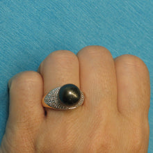 Load image into Gallery viewer, 3T00131-14kt-Yellow-Gold-Genuine-Diamond-Black-Tahitian-Pearl-Traditional-Ring