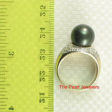 Load image into Gallery viewer, 3T00131-14kt-Yellow-Gold-Genuine-Diamond-Black-Tahitian-Pearl-Traditional-Ring