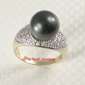 3T00131-14kt-Yellow-Gold-Genuine-Diamond-Black-Tahitian-Pearl-Traditional-Ring