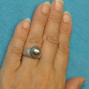 3T00137-14kt-Solid-White-Gold-Ring-Studded-Diamonds-Genuine-Grey-Tahitian-Pearl