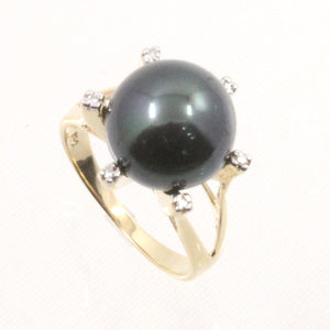 3T00151D-14kt-Yellow-Gold-Genuine-Black-Tahitian-Pearl-Solitaire-Accents-Ring