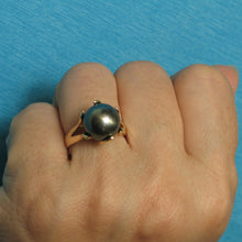 Load image into Gallery viewer, 3T00181-14kt-Solid-Yellow-Gold-Genuine-Black-Tahitian-Pearl-Solitaire-Ring