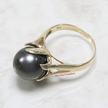 Load image into Gallery viewer, 3T00181-14kt-Solid-Yellow-Gold-Genuine-Black-Tahitian-Pearl-Solitaire-Ring