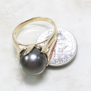 3T00181-14kt-Solid-Yellow-Gold-Genuine-Black-Tahitian-Pearl-Solitaire-Ring